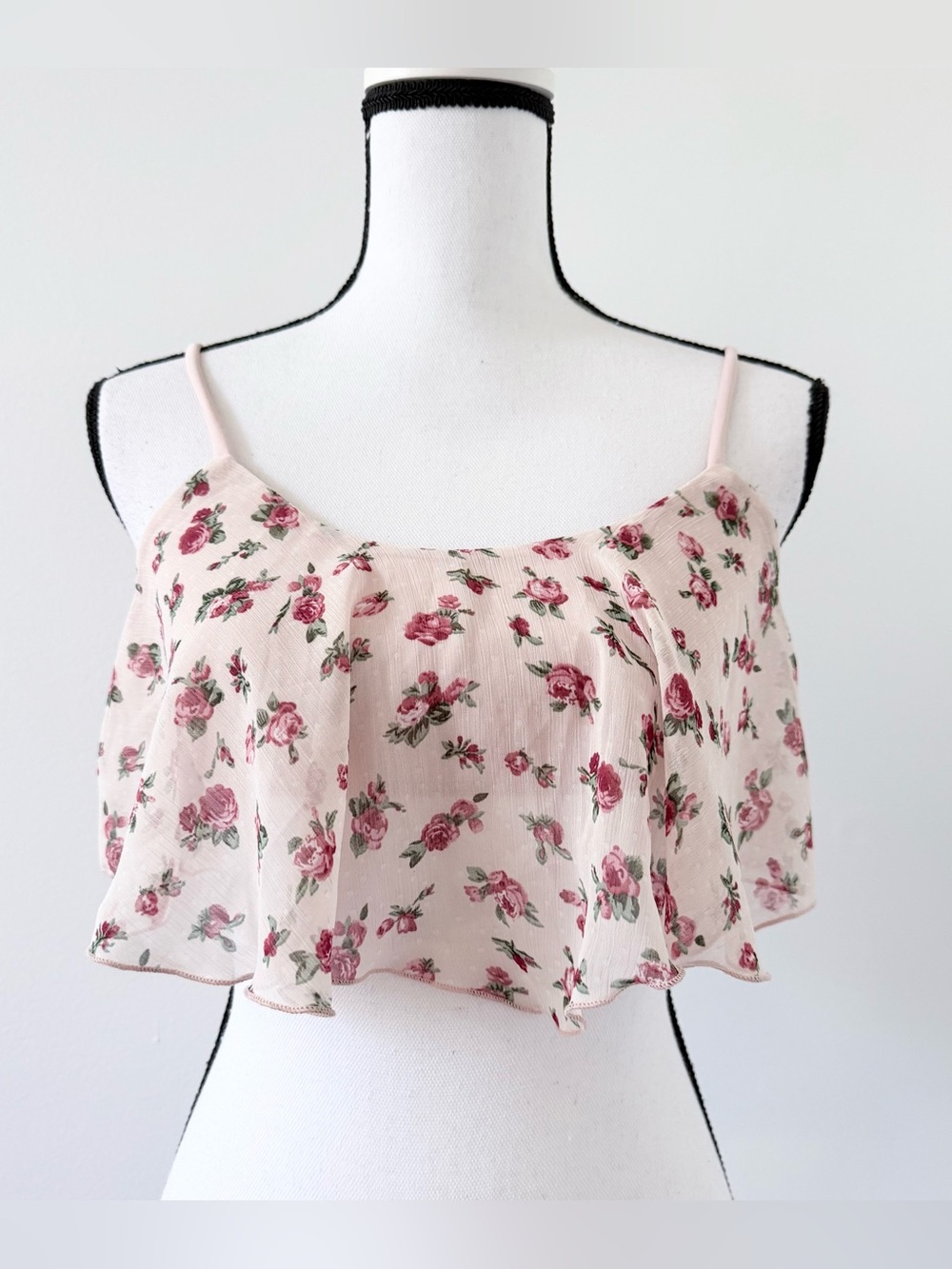 Forever 21 Pink Floral Ruffle Cami